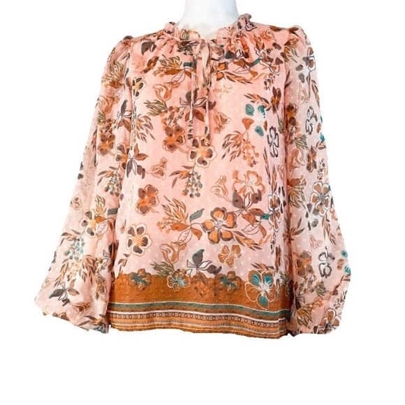 Joie Peach Floral Top Sz M - Picture 1 of 5